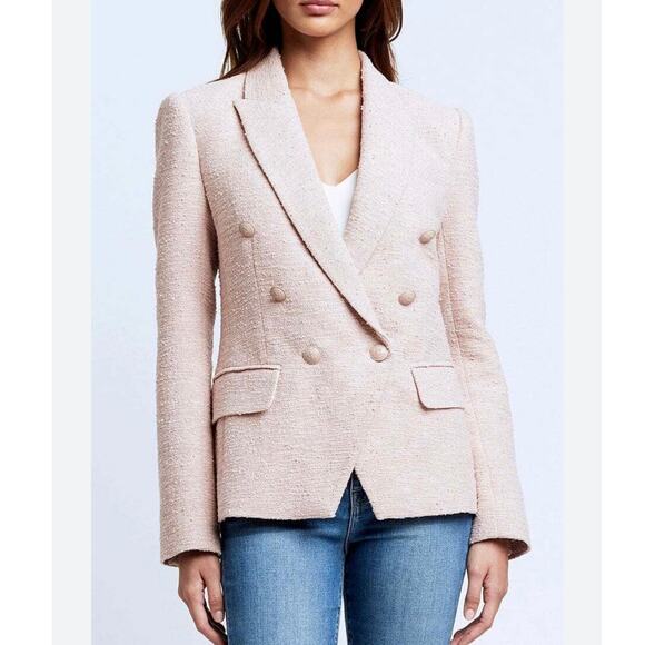 L'agence Kenzie Petal Light pink Double Breasted Jacket blazer size 2 C11 - Picture 1 of 6